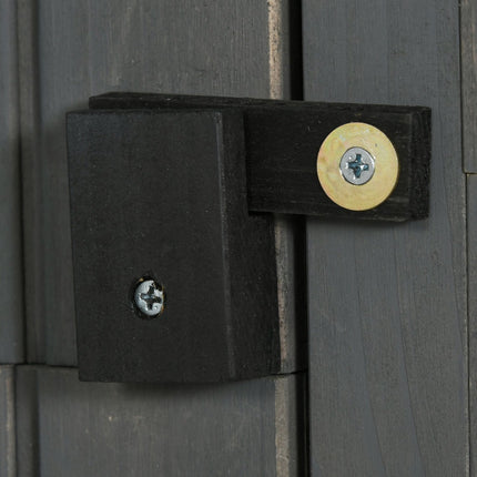 Sodo spintelė, sodo sandėliukas, įrankių sandėliukas, įrankių sandėliukas su lentynomis, asfalto stogas, langas, mediena, pilka + žalia, 77 x 54,2 x 179 cm