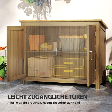 Weather-resistant wooden garden tool shed with shelves 110x50x85 cm
