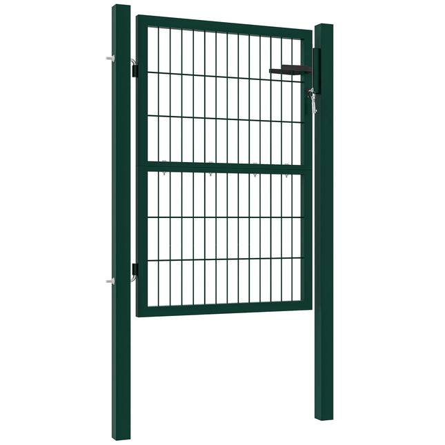 Sodo vartai iš plieno, sodo durys su rankena, spyna, 3 raktai, rakinami, tvoros vartai, 97 x 170 cm, kiemo vartai, sodo vartai, vartai strypinei tvorai, tvoros durys ribinei tvorai, žali