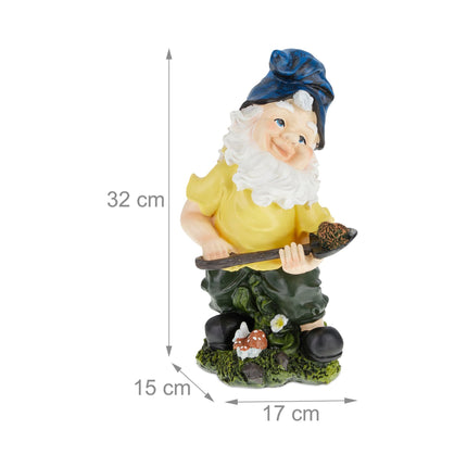 Sodo nykštukas su kastuvu