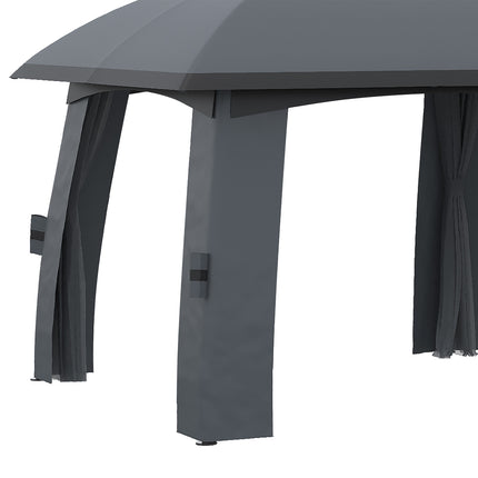 Sodo paviljonas 3 x 6 m vakarėlių palapinė su dvigubu stogu ir šoninėmis sienomis, tinkleliais nuo musių iki 15 žmonių, cinkuotas metalas, tamsiai pilka