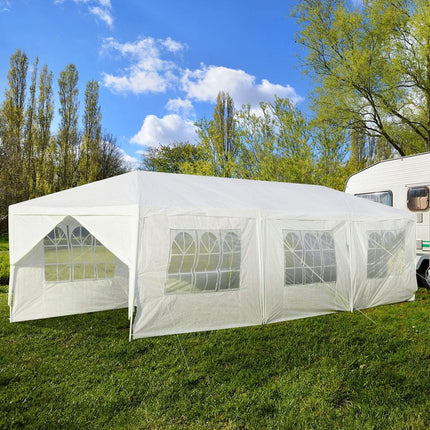Sodo paviljonas 3x9m vakarėlių palapinė sodo palapinė su UV apsauga, balta