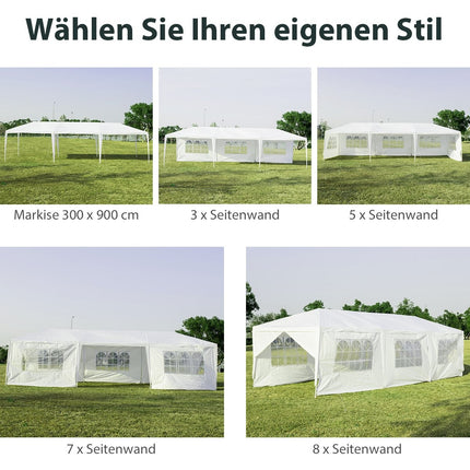 Sodo paviljonas 3x9m vakarėlių palapinė sodo palapinė su UV apsauga, balta