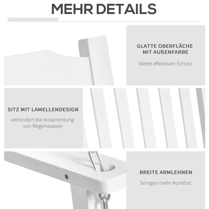 Garden swing bench for 2, solid wood, white, 117x69x60cm