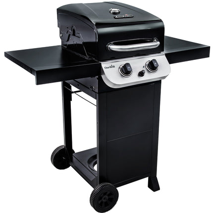 Gas Grill with 2 Burners, Cast Iron Grates, Thermometer