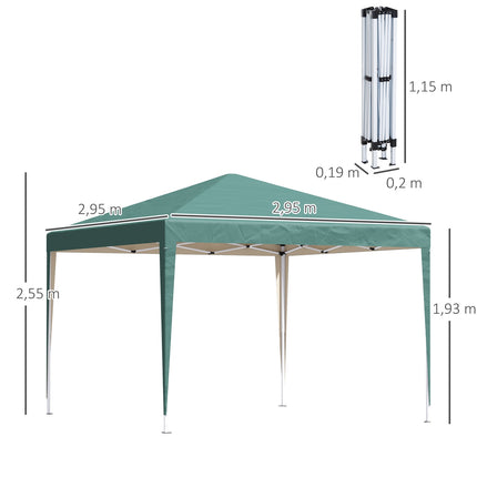Pavėsinė 2,95x2,95 m, išskleidžiama, sulankstoma, sulankstoma, plieninė, su apsauga nuo UV spindulių, oksfordo spalvos, žalia