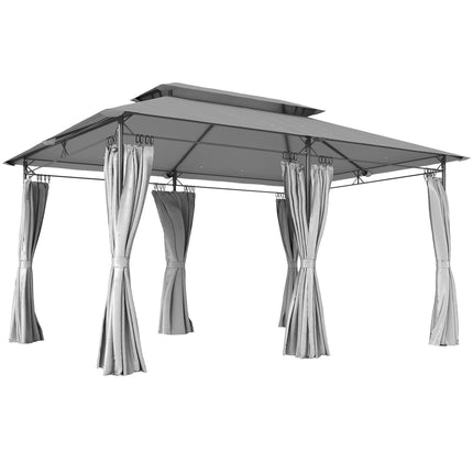 Pavėsinė 3x4 m su užuolaidomis, dvigubu stogu, metaliniu rėmu