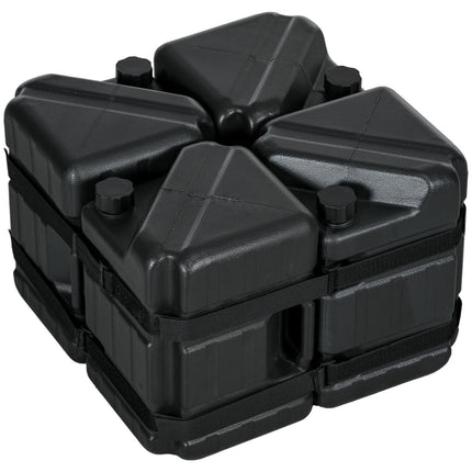 Pavėsinės svarmenų rinkinys, 4 pėdos, užpildomi vandeniu/smėliu, HDPE, juodi