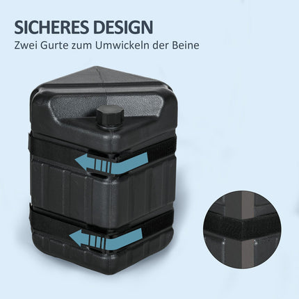 Pavėsinės svarmenų rinkinys, 4 pėdos, užpildomi vandeniu/smėliu, HDPE, juodi