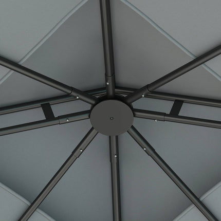 Pavėsinė su dvigubu stogu, 3x3 m, atspari vandeniui, stabili, žiemai atspari sodo paviljonė su tinkleliu nuo uodų, šoninėmis panelėmis, sodo paviljonė pagaminta iš metalo, sodui, terasai, tamsiai pilka