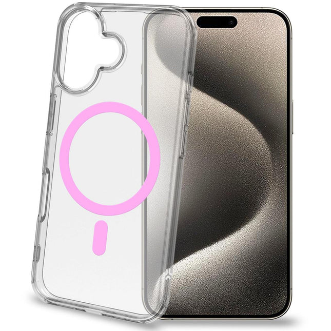 Gelskin mag Magnetic Cover MagSafe iPhone 16 Transparent + Pink