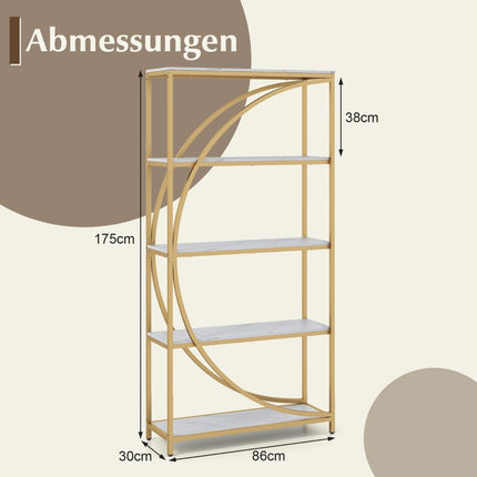 Geometrinė knygų lentyna su atviromis medinėmis lentynomis ir metaliniu rėmu
