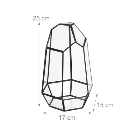Geometrinis stiklinis terariumas sukulentams, 25 cm