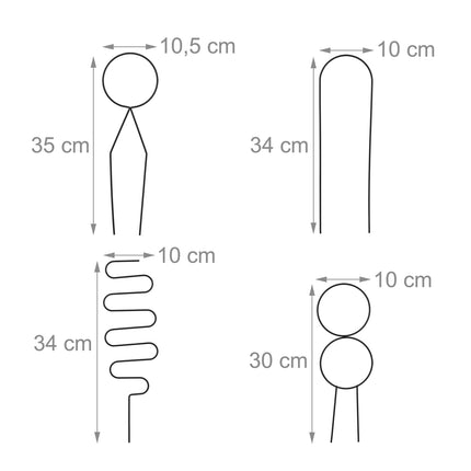 Geometrinės plieninės augalų atramos - 3 vnt. rinkinys