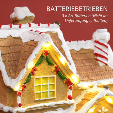 Gingerbread House with 12 LED Lights and Music, Christmas Decoration, Brown