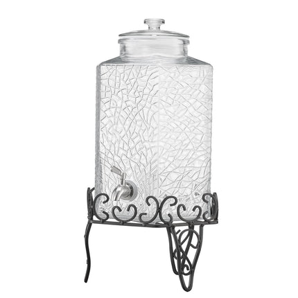 Glass Beverage Dispenser 10L With Stand, Steel Spigot