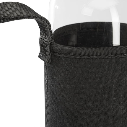 Glass drinking bottle with lid