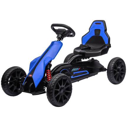 Kartingas, Vaikiška Transporto Priemonė Su Reguliuojama Sėdyne, Pedalais Minama Transporto Priemonė, Pedalais Minamas Automobilis Su Rankiniu Stabdžiu, Kettcar Vaikams Nuo 3 Iki 8 Metų, Mėlynas