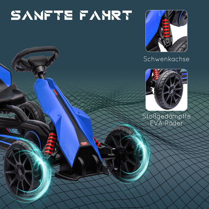 Kartingas, Vaikiška Transporto Priemonė Su Reguliuojama Sėdyne, Pedalais Minama Transporto Priemonė, Pedalais Minamas Automobilis Su Rankiniu Stabdžiu, Kettcar Vaikams Nuo 3 Iki 8 Metų, Mėlynas