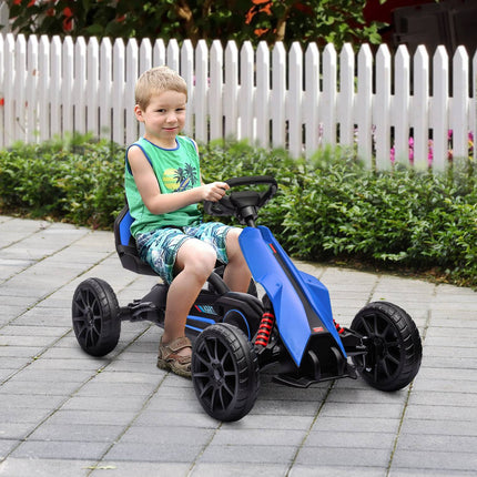 Kartingas, Vaikiška Transporto Priemonė Su Reguliuojama Sėdyne, Pedalais Minama Transporto Priemonė, Pedalais Minamas Automobilis Su Rankiniu Stabdžiu, Kettcar Vaikams Nuo 3 Iki 8 Metų, Mėlynas
