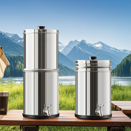 Gravity-Fed Water Filter, 1.5 Gal, 2 Carbon Filters, Spigot