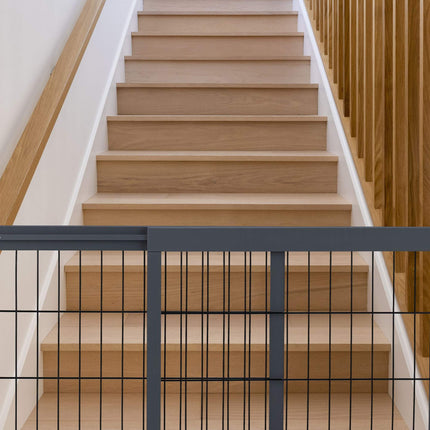 Gray retractable security gate