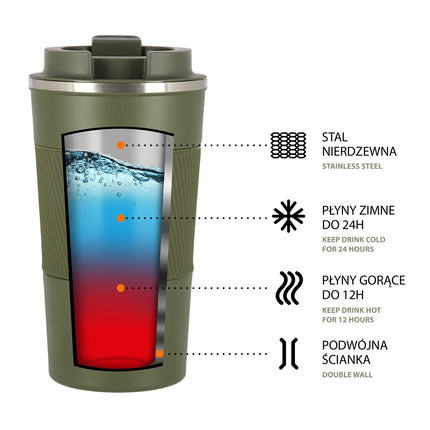 Žalias termo puodelis, izoliuotas, 350 ml