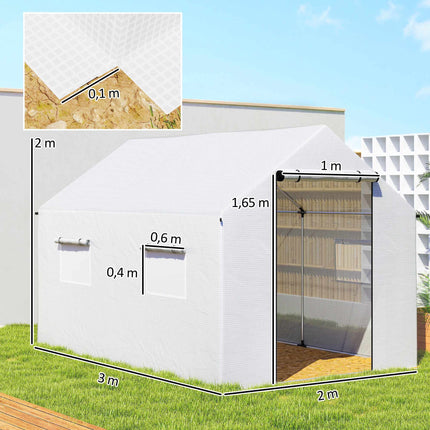 Šiltnamis 3x2x2m su UV atspariu stogeliu, tinklelio langais