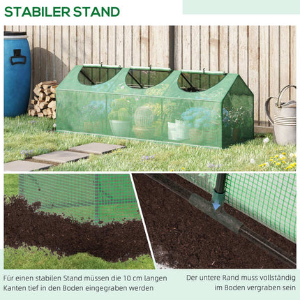 Greenhouse with window, green PE Cold frame, 180x60x60Cm