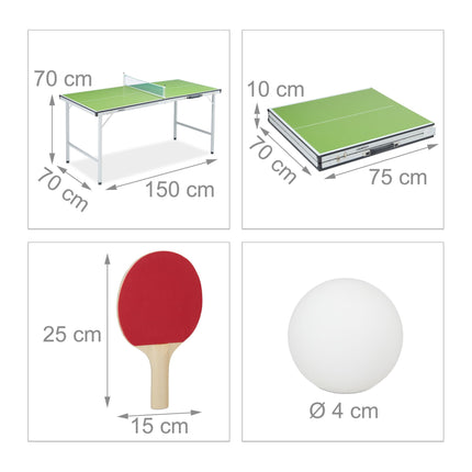 Green ping pong table with accessories