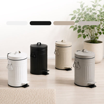 Grey Retro Bathroom Pedal Bin, 3L Capacity