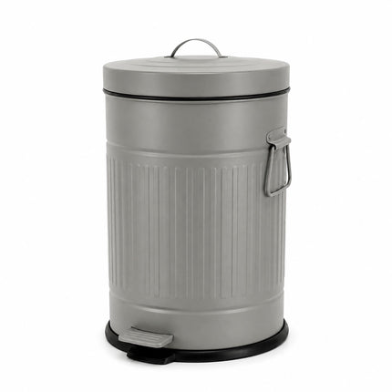Pilka Retro Šiukšlių dėžė su Pedalu, 20L, Švelniai Užsidaranti, Virtuvei/Biurui