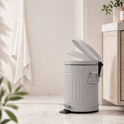 Pilka Retro Šiukšlių dėžė su Pedalu, 20L, Švelniai Užsidaranti, Virtuvei/Biurui