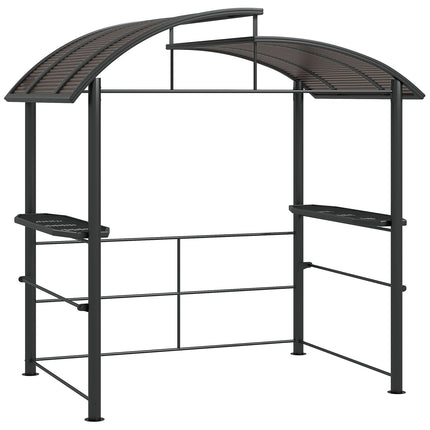 Grilio paviljonas, apsaugantis nuo liepsnos, stogas, kepsninės paviljonas, 2 lentynos, apsauga nuo UV spindulių, pergola, sodo balkonas, plienas, tamsiai pilkas, 240 x 150 x 230 cm