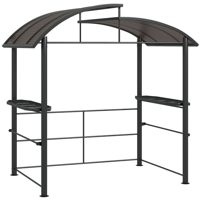Grilio paviljonas, apsaugantis nuo liepsnos, stogas, kepsninės paviljonas, 2 lentynos, apsauga nuo UV spindulių, pergola, sodo balkonas, plienas, tamsiai pilkas, 240 x 150 x 230 cm