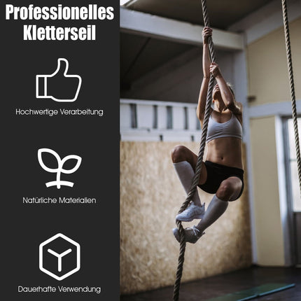 Gym climbing rope exercise rope with rubber handles sports rope made of jute rope training rope yellow 3 m/4.5 m/6 m/9 m-3 m