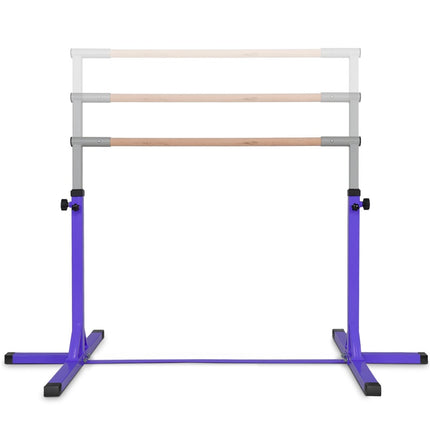 Gimnastikos gimnastikos skersinis, reguliuojamo aukščio, elastingas horizontalus skersinis, rožinė/mėlyna/violetinė-violetinė