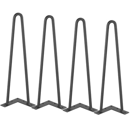 Hairpin Table Legs, 16 Inch, Set of 4, Steel, 500 lb