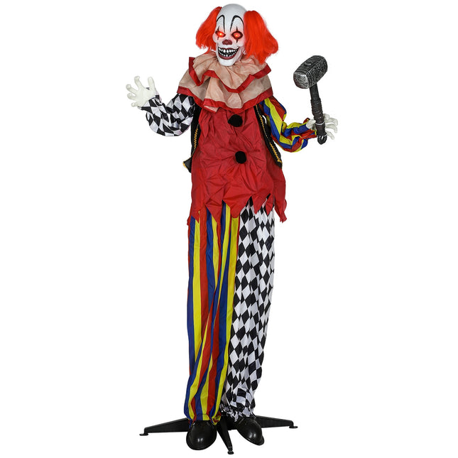 Helovino animatroninis klounas, 173 cm, šviečiančios akys
