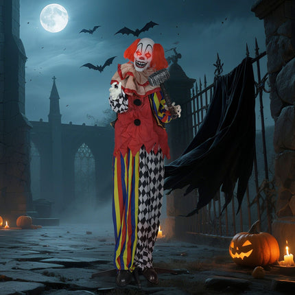 Helovino animatroninis klounas, 173 cm, šviečiančios akys