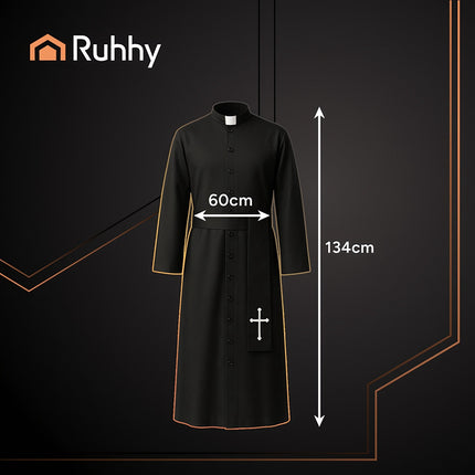 Helovino kunigo kostiumas, XL/XXL, sutana su kryžiumi