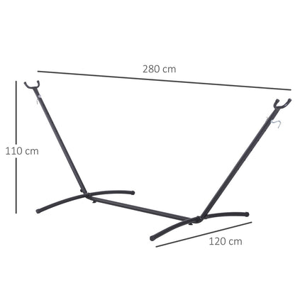 Hamako rėmas hamako stovui su kabliukais, sodo, paplūdimio, metalinis, 280 x 120 x 110 cm, iki 120 kg