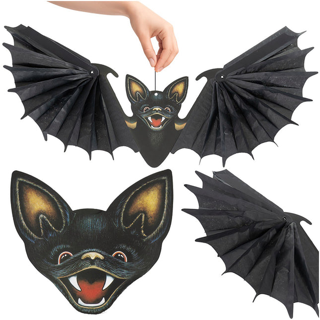 Kabantis šikšnosparnio Helovino dekoracija, 60 cm, juoda