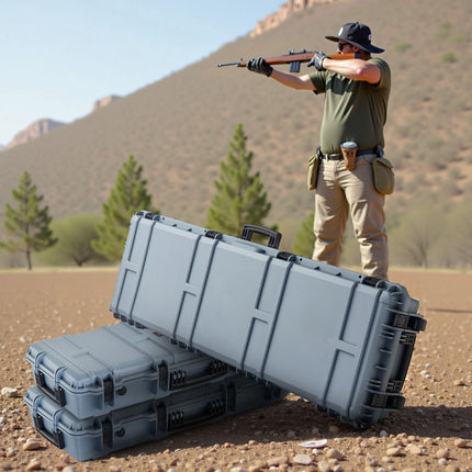 Hard Rifle Case 54.7 In, Lockable IP67, Wheeled Foam