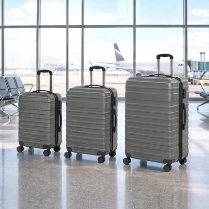 Hard Shell Suitcase Set of 3 with TSA Lock, 20/24/28 Inch, Dark Grey