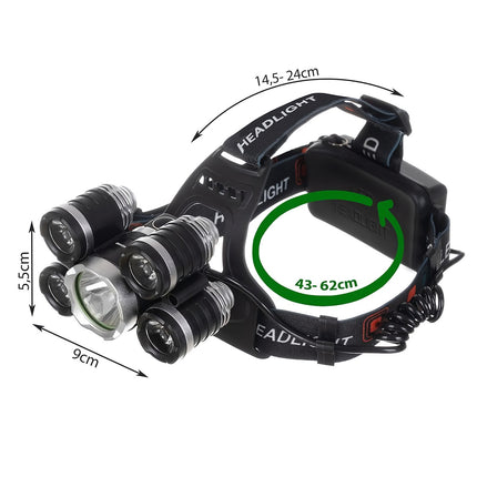 Priekinis žibintas 5 x LED T6 CREE
