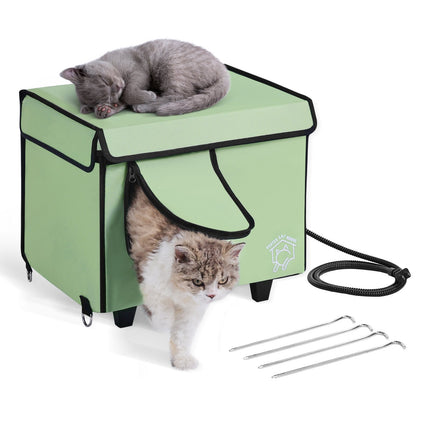 Heated Cat House, Elevated Waterproof, Timer, Small