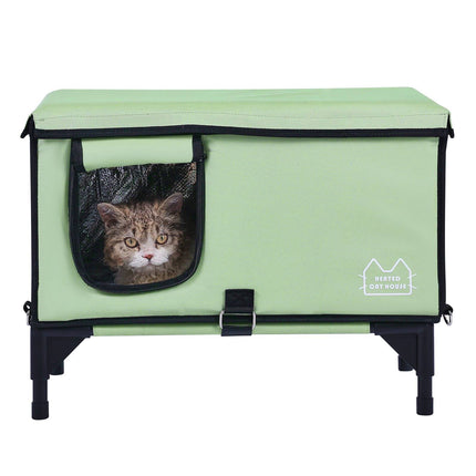 Heated Cat House, Elevated Waterproof with Timer, Large