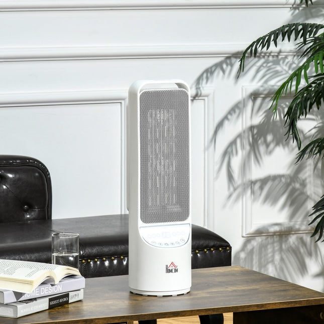 2000W ceramic tower heater, remote control & timer, white