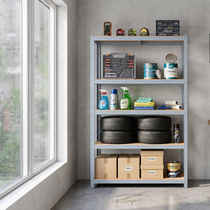 Heavy-Duty Shelving Unit with 5 Adjustable Tiers, 175 kg per Tier, Grey